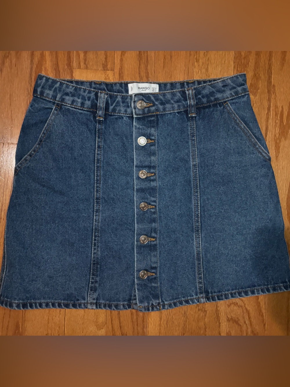 Mango Denim Mid Blue Jeans with Golden Stitching